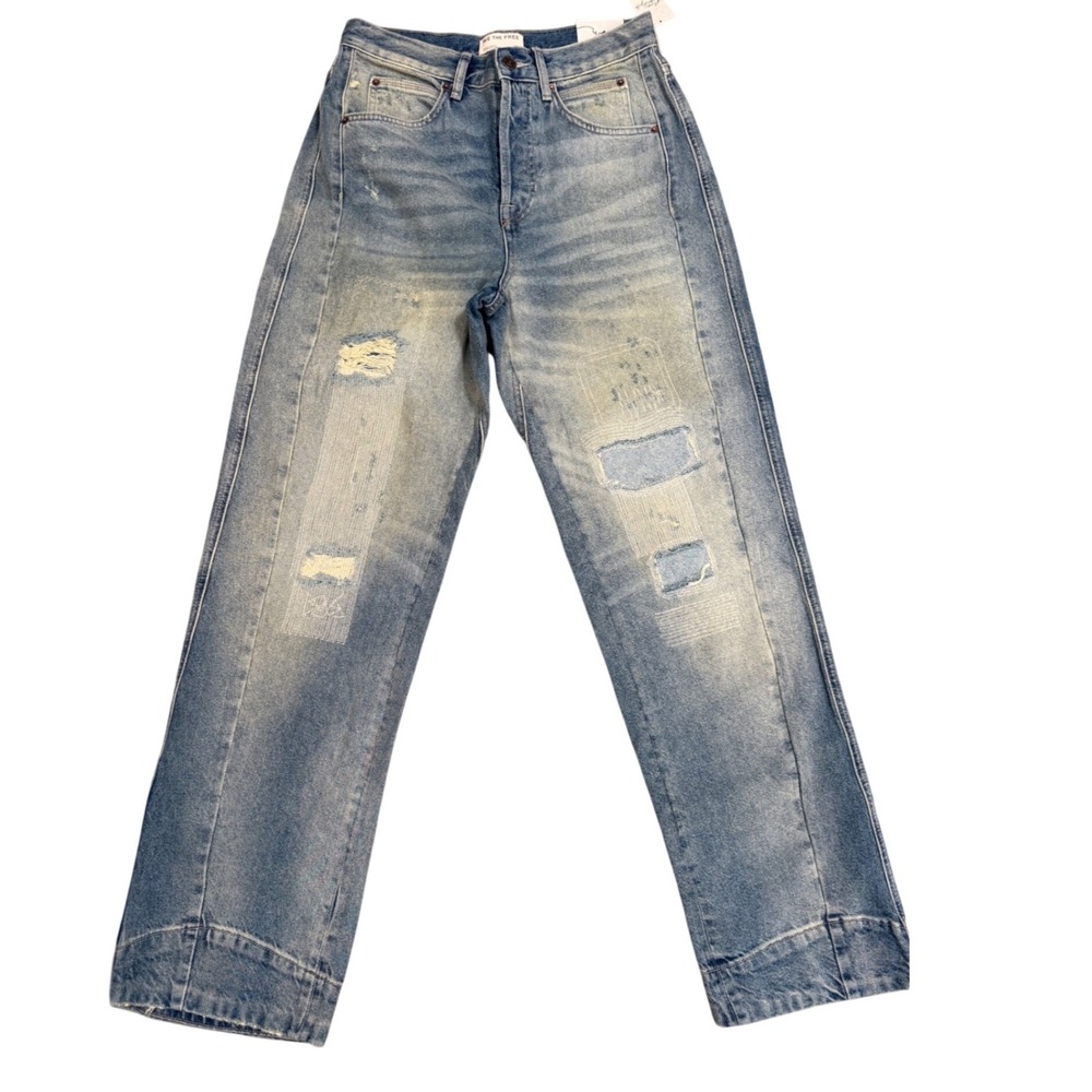 We The Free People Distressed Jeans Stick Around Slim Stacked 2nd Chances 29 NWT
